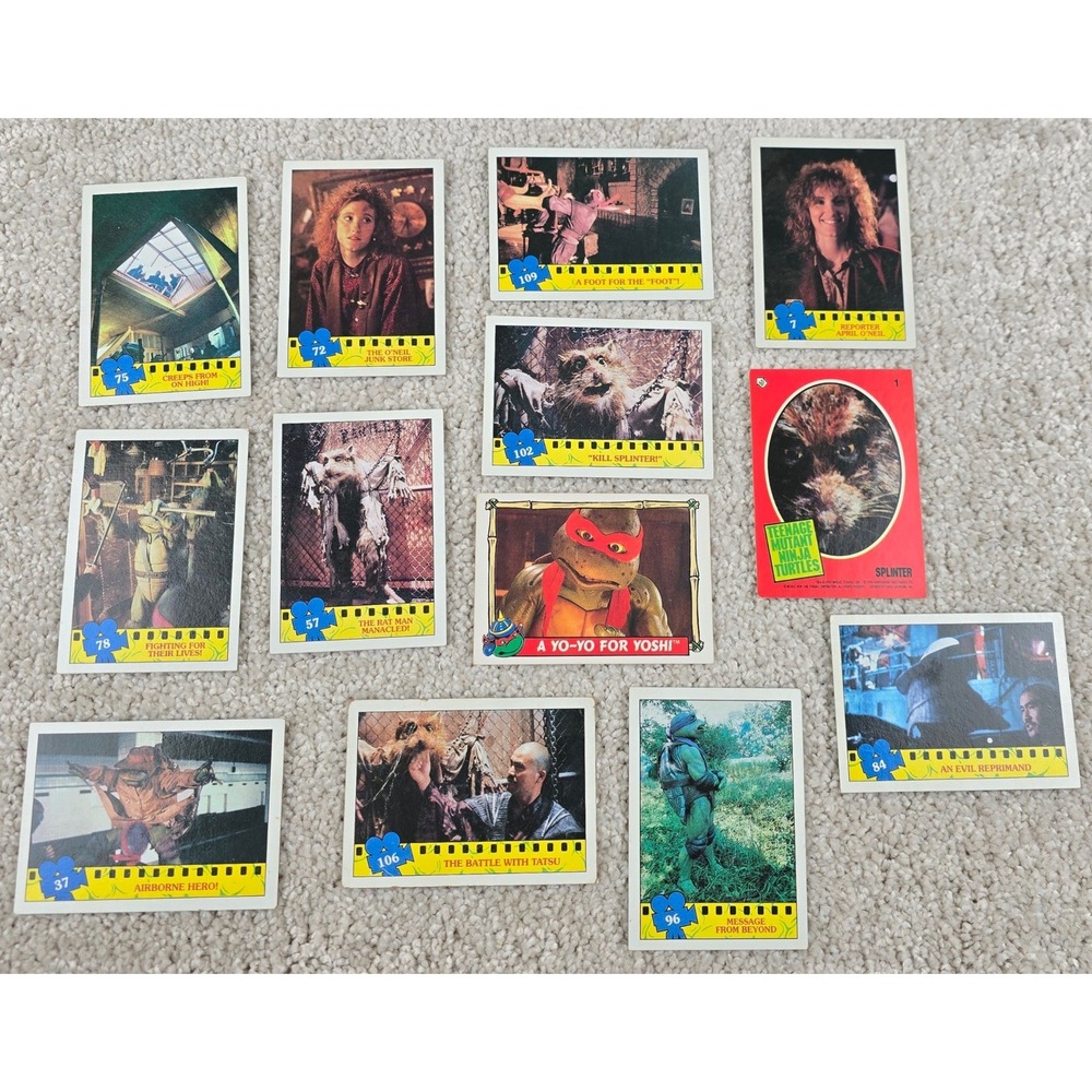 1990 Topps Teenage Mutant Ninja Turtles Movie Trading Cards 12pc Lot Vintage